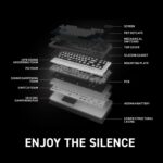 MSI Forge GK600 TKL Wireless Sky - Mechanical Linear SWITCHES - Dye-Sublimated PBT Keycaps, Anti-Slip Base, RGB LED, USB 2.0, Bluetooth, 2.4 GHz - Tenkeyless - Image 4